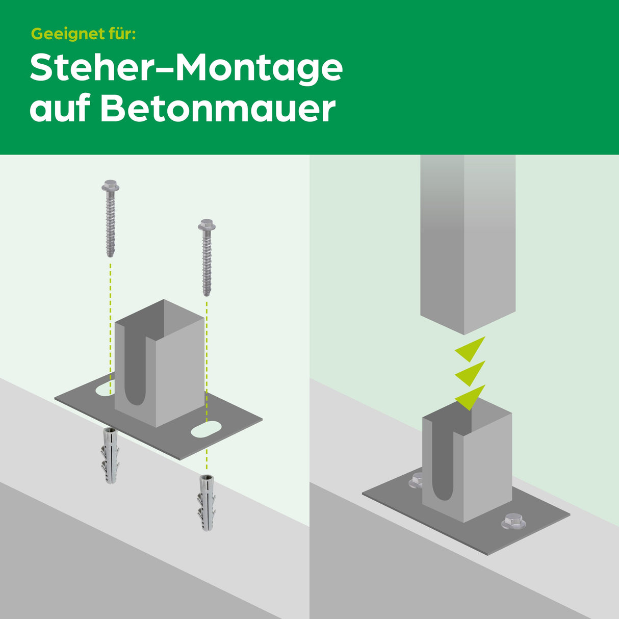 Dübelplatte für Steher 60/40 mm / H: 20 cm
